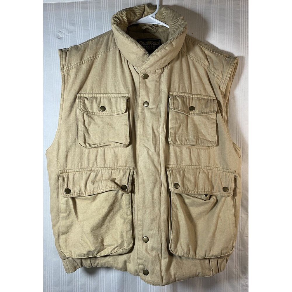 Oshkosh B'Gosh Insulated Vest Mens XL Tan‎ Snap & Zip